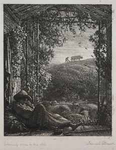 Nukkuva paimen, 1857. tekijältä Samuel Palmer