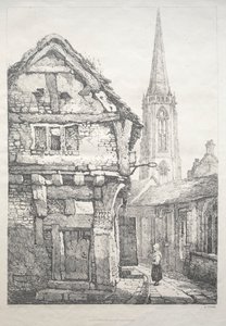 Sarja muinaisia rakennuksia ja maaseutumökkejä Pohjois-Englannissa: At York, Street..., 1821. tekijältä Samuel Prout