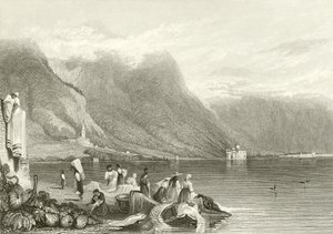 Chillonin linna, Genevejärvi, Sveitsi tekijältä Samuel Prout