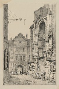 Flanderissa ja Saksassa tehtyjen luonnosten tilat: Theinin kirkko, Praha, 1833. tekijältä Samuel Prout