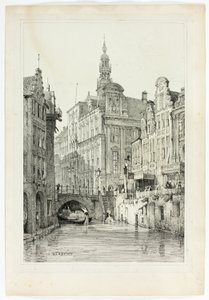 Hotel de Ville, Utrecht, Flanderissa ja Saksassa tehtyjen luonnosten jäljennösten perusteella. tekijältä Samuel Prout