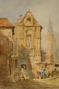 Markkinapaikka Bruggessa, 1800-luvun alku. tekijältä Samuel Prout