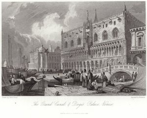 Canal Grande ja Dogen palatsi tekijältä Samuel Prout