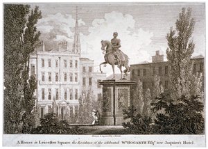 Leicester Square, Westminster, Lontoo, c1805 tekijältä Samuel Rawle