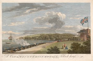Näkymä Edgcumbe-vuorelle Block House -pubista. 1755. tekijältä Samuel Scott
