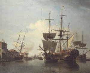 Coalship Thamesilla lähellä Deptfordia tekijältä Samuel Scott