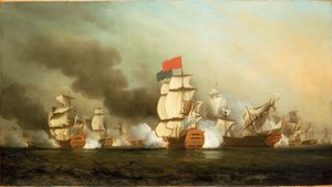 Lordi Ansonin voitto Finisterren niemellä 3. toukokuuta 1747. tekijältä Samuel Scott