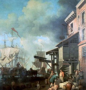 Maalaus Old Custom House Quaysta, 1700-luku tekijältä Samuel Scott