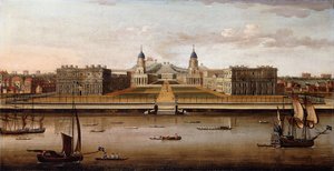 Näkymä Greenwichin Royal Hospital -sairaalaan Thamesilta,