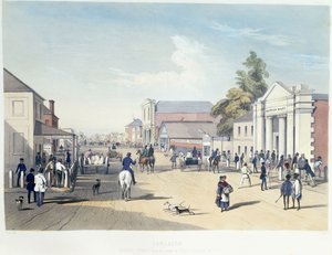 Adelaide, Hindley Street, levy 41, George French Angasin teoksesta South Australia Illustrated