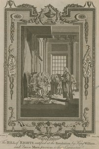 Bill of Rights, jonka kuningas William ja kuningatar Maria ratifioivat vallankumouksessa tekijältä Samuel Wale