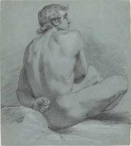 Istuva alaston mies