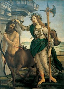 Pallas (Athena tai Minerva) ja kentauri, kirjoittanut Sandro Botticelli (1445-1510), noin 1482 - Firenze, Uffizin galleria. tekijältä Sandro Botticelli