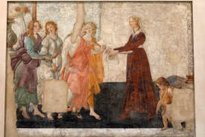 Venus ja 3 armoa tarjoamassa lahjoja neitolle, n. 1483-1485 (fresko) tekijältä Sandro Botticelli