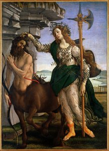 APallas ja kentauri (Tempera kankaalle, n. 1480) tekijältä Sandro Botticelli