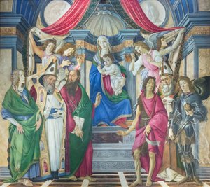 Madonna ja lapsi valtaistuimelle pyhien kanssa tekijältä Sandro Botticelli