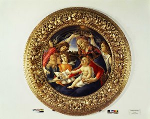 Madonna del Magnificat ja viisi enkeliä (tondo) - 1481-1483 tekijältä Sandro Botticelli