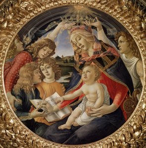 Madonna Magnificat tai Neitsyt lapsen ja viiden enkelin kanssa (tempera puulla tekijältä Sandro Botticelli