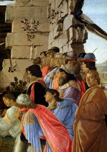 Taikaiden palvonta, yksityiskohta omakuvasta oikealla (tempera puulla tekijältä Sandro Botticelli