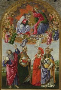 Neitsyt Marian kruunajaiset (San Marcon alttaritaulu), 1490-92 (tempera paneelille). tekijältä Sandro Botticelli