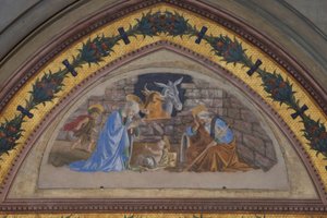 Geburt Christi mit dem herbeieilenden Johannesknaben tekijältä Sandro Botticelli