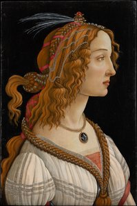 Idealisoitu naisen muotokuva (Simonetta Vespuccin muotokuva nymfänä) tekijältä Sandro Botticelli