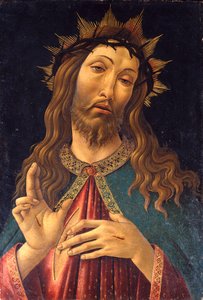 Italialainen:  Cristo benedicente (Cristo benedicente) Man of Sorrows (surumies). tekijältä Sandro Botticelli