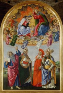 Krönung Mariä mit vier Heiligen tekijältä Sandro Botticelli