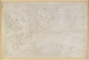 La Divina Commedia, Inferno XVII. Vergilius ja Dante helvetin seitsemännessä piirissä, 3. vyöhyke: jumalallista järjestystä rikkoneet väkivallantekijät liekkiaavikolla, koronkiskureiden rangaistus; laskeutuminen syvyyksiin Geryonin selässä tekijältä Sandro Botticelli