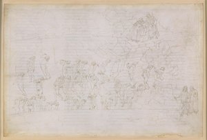 La Divina Commedia, Inferno XX. Vergilius ja Dante helvetin kahdeksannessa piirissä (Malebolge), 4. bolgia: noitien ja ennustajien rangaistus; kohtaaminen Manton kanssa tekijältä Sandro Botticelli