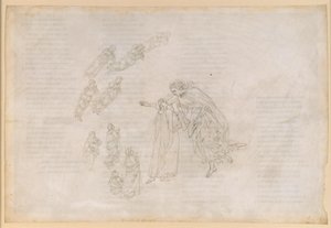 La Divina Commedia, Paradiso IV. Ensimmäinen planeettakerros (kuun taivas): Beatrice selittää Dantelle, missä on autuaiden todellinen asuinpaikka tekijältä Sandro Botticelli
