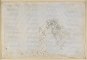 La Divina Commedia, Paradiso V. Ensimmäinen planeettasfääri (kuun taivas): Beatrice selittää Dantelle kirkon dispensiin periaatteet; nousu Marsin sfääriin tekijältä Sandro Botticelli