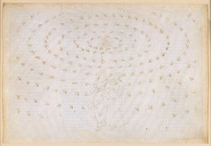 La Divina Commedia, Paradiso XXIV. Kahdeksas sfääri (kiinteiden tähtien taivas): Beatrice pyytää Pietaria koettelemaan oppilaansa todellisessa uskossa, joka on ensimmäinen teologinen hyve; Danten uskontunnustus tekijältä Sandro Botticelli
