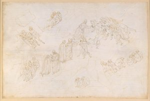 La Divina Commedia, Purgatorio V. Esipurgatorio, keskialue: viivästyneet, jotka kuolivat väkivallanteon seurauksena tekijältä Sandro Botticelli