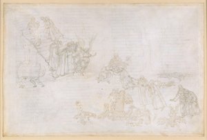 La Divina Commedia, Purgatorio XII. Purgatorion ensimmäinen kehä: kuvia ylpeyden rangaistuksesta; enkeli toisen kehän portaiden edessä tekijältä Sandro Botticelli