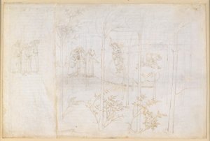 La Divina Commedia, Purgatorio XXVIII. Maallinen paratiisi: Dante ja Matelda Lethe-joen rannalla tekijältä Sandro Botticelli