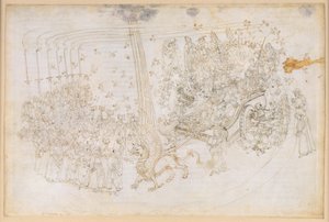 La Divina Commedia, Purgatorio XXX. Maallinen paratiisi: Beatrice voitonvaunussa tekijältä Sandro Botticelli