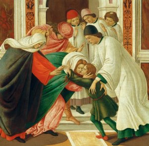 Elää ja. Ihmeitä d. St. Zenobius (herättää kuolleita) tekijältä Sandro Botticelli