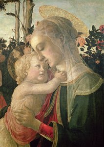 Madonna ja lapsi Johannes Kastajan kanssa, yksityiskohta Madonna ja lapsi -teoksesta, öljy paneelille, yksityiskohta kuvasta 93886. tekijältä Sandro Botticelli