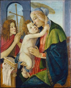 Madonna ja lapsi sekä pikkulapsi Pyhä Johannes tekijältä Sandro Botticelli