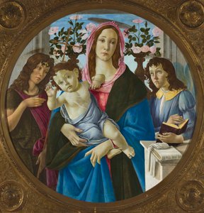 Madonna ja Jeesus-lapsi, Pyhä Johannes Kastaja ja enkeli tekijältä Sandro Botticelli