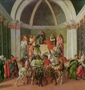 Virginian tarina keskuksen yksityiskohta: Virginia tuomittiin ja tuomittiin orjuuteen, 1500-04 tempera paneelissa