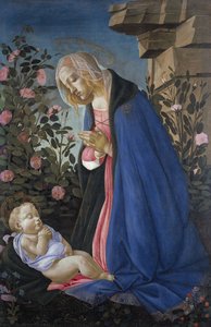 Neitsyt palvelee nukkuvaa Kristuksen lasta tekijältä Sandro Botticelli