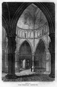 Temppelikirkon sisustus, Lontoo, 1816.
