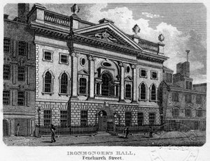 Ironmongers Hall, Fenchurch Street, Lontoon kaupunki, 1812.