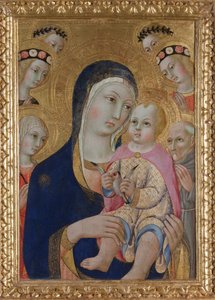 Madonna lapsen kanssa, pyhät Apollonia ja Bernardino ja neljä enkeliä, n. 1460 tekijältä Sano di Pietro