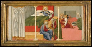 Pyhän Johannes Kastajan syntymä ja nimeäminen, 1450-60.