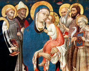 Madonna ja lapsi pyhien kanssa, 1400-luvun puoliväli, 1931. tekijältä Sano di Pietro