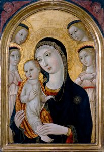 Madonna ja lapsi enkelien kanssa, n. 1480 tekijältä Sano di also Ansano di Pietro di Mencio (workshop of) Pietro