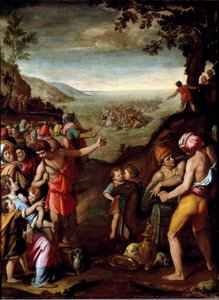 Punaisenmeren väylä Heprealaiset, jotka pakenevat Egyptistä, ylittävät Punaisen meren Mooseksen ohjaamana. Santi di Titon maalaus (1536-1603) Firenze, kaappi Francois I, Palazzo Vecchio